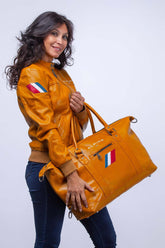 Men’s Alpine Jean leather jacket royal blue